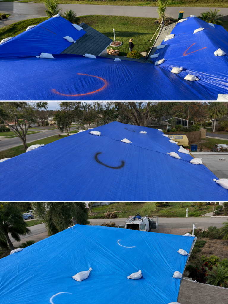 Roof tarped